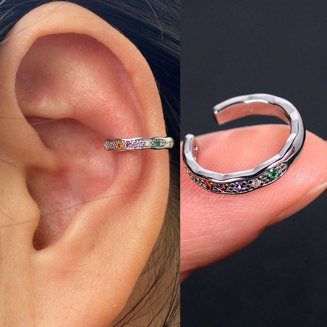 Nausznice Ear Cuff bez Piercing z cyrkoniami - kształt klips do ucha z geometrycznym krzyżem - biżuteria dla kobiet i dziewcząt - Wianko - 1