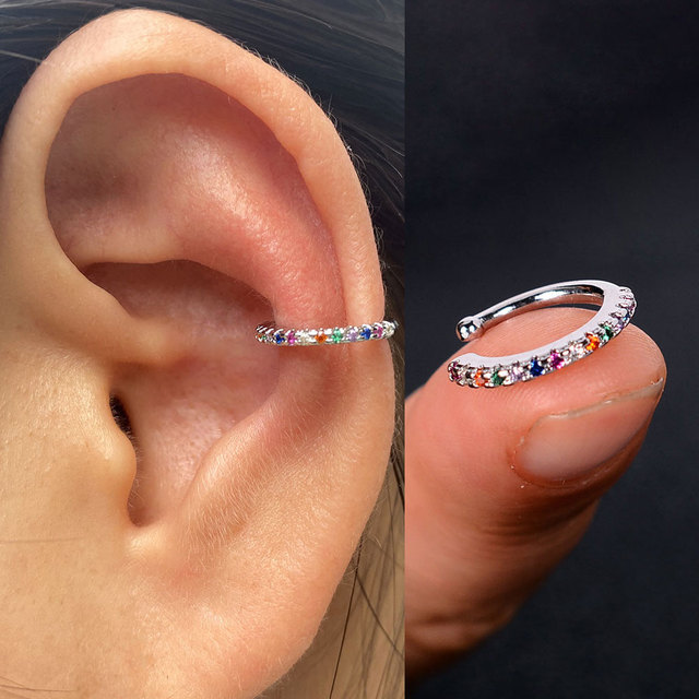 Nausznice Ear Cuff bez Piercing z cyrkoniami - kształt klips do ucha z geometrycznym krzyżem - biżuteria dla kobiet i dziewcząt - Wianko - 3