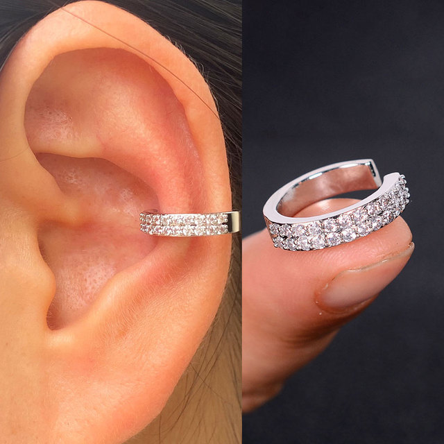 Nausznice Ear Cuff bez Piercing z cyrkoniami - kształt klips do ucha z geometrycznym krzyżem - biżuteria dla kobiet i dziewcząt - Wianko - 5