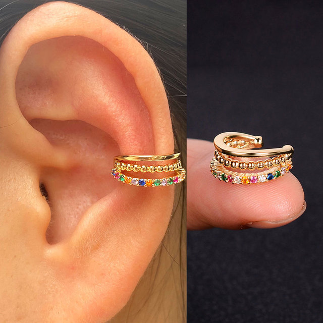 Nausznice Ear Cuff bez Piercing z cyrkoniami - kształt klips do ucha z geometrycznym krzyżem - biżuteria dla kobiet i dziewcząt - Wianko - 12