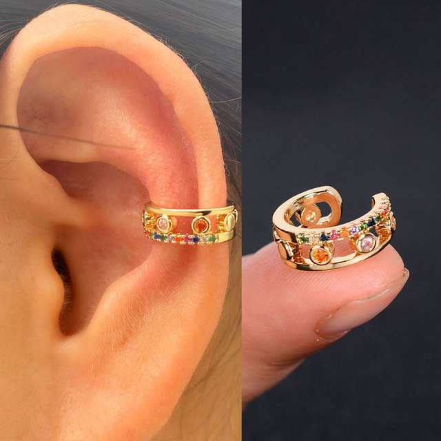 Nausznice Ear Cuff bez Piercing z cyrkoniami - kształt klips do ucha z geometrycznym krzyżem - biżuteria dla kobiet i dziewcząt - Wianko - 8