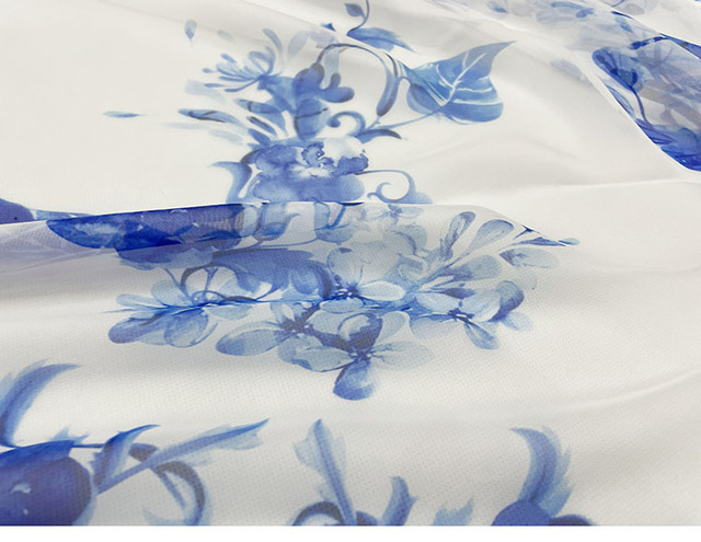 Materiał odzieżowy – poliestrowa szyfonowa tkanina z wiosenno-letnim nadrukiem, cienka i przezroczysta – dostępna na metry - Wianko - 6