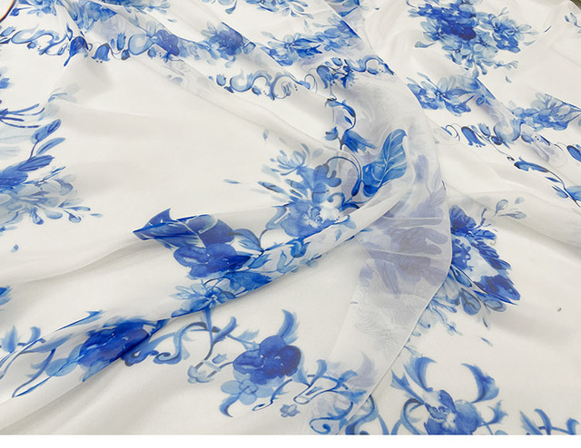 Materiał odzieżowy – poliestrowa szyfonowa tkanina z wiosenno-letnim nadrukiem, cienka i przezroczysta – dostępna na metry - Wianko - 8