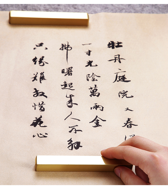 Proste metalowe przyciski do papieru - mosiężne, używane przy chińskiej kaligrafii z tuszem - Wianko - 11