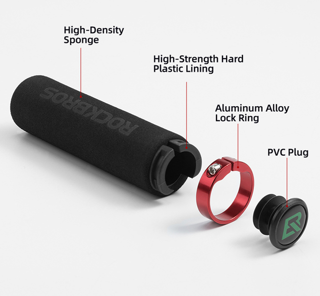 Uchwyty rowerowe ROCKBROS TPR gumowe MTB 3D antypoślizgowe mankiety kierownicy rowerowej z blokadą dwustronną, aluminiowe akcesoria rowerowe - Wianko - 9
