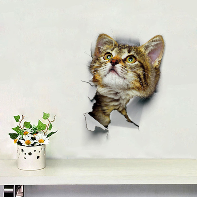 Naklejki ścienne 3D DIY z kotem - wodoodporne, samoprzylepne - dekoracja domu - Wianko - 4