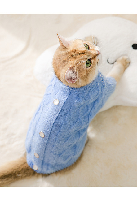 Sweter dla psa imitacja norki z kocim motywem - ciepłe i wełniane ubranie na jesień i zimę - Wianko - 6