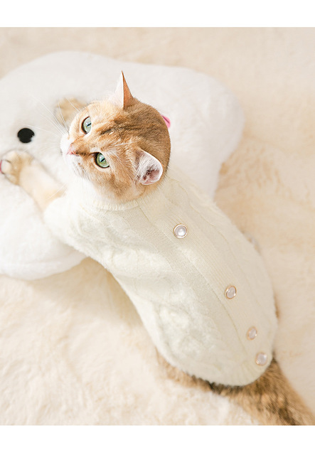 Sweter dla psa imitacja norki z kocim motywem - ciepłe i wełniane ubranie na jesień i zimę - Wianko - 4