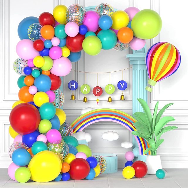 Zestaw 146 sztuk Konfetti Multicolor Latex Balloon Garland - Rainbow, idealny do dekoracji wesel, urodzin i bociankowych imprez - Wianko - 1