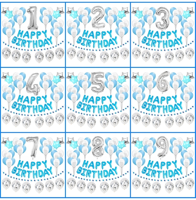 37 sztuk srebrnych balonów z cyfrą 1-9 dla chłopców na pierwsze urodziny - książę 18 30 - Wianko - 4