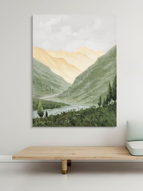 Ręcznie malowany obraz olejny na płótnie, przedstawiający góry i rzeki o wysokiej jakości, idealny na dekorację korytarza - Wianko - 7