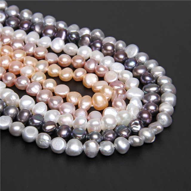 Bryłki ziemniaczane - luzem, perły naturalne, barokowe koraliki, słodkowodne perły do tworzenia biżuterii - 14-calowy sznurek - Wianko - 43