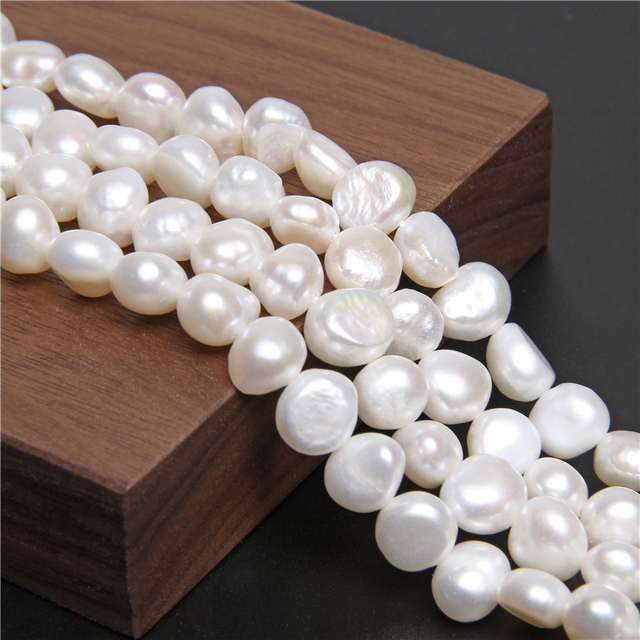 Bryłki ziemniaczane - luzem, perły naturalne, barokowe koraliki, słodkowodne perły do tworzenia biżuterii - 14-calowy sznurek - Wianko - 15