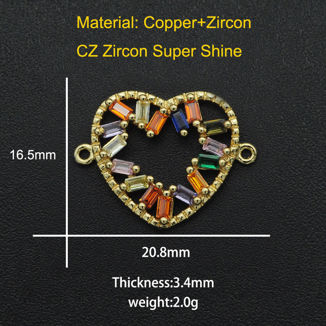 17x21mm 100% CZ cyrkon DIY serce złącza biżuteria - hurtownia, OEM, zamówienia akceptowane - Wianko - 6