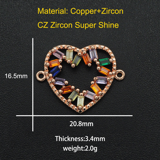 17x21mm 100% CZ cyrkon DIY serce złącza biżuteria - hurtownia, OEM, zamówienia akceptowane - Wianko - 9