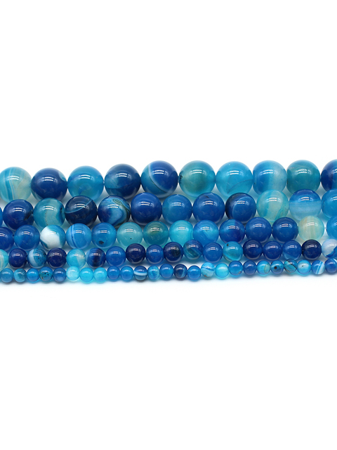Naturalne niebieskie paski pawie agaty - koraliki o różnych rozmiarach (6, 8, 10, 12, 14 MM) z cyrkoniami - do tworzenia biżuterii - Wianko - 1