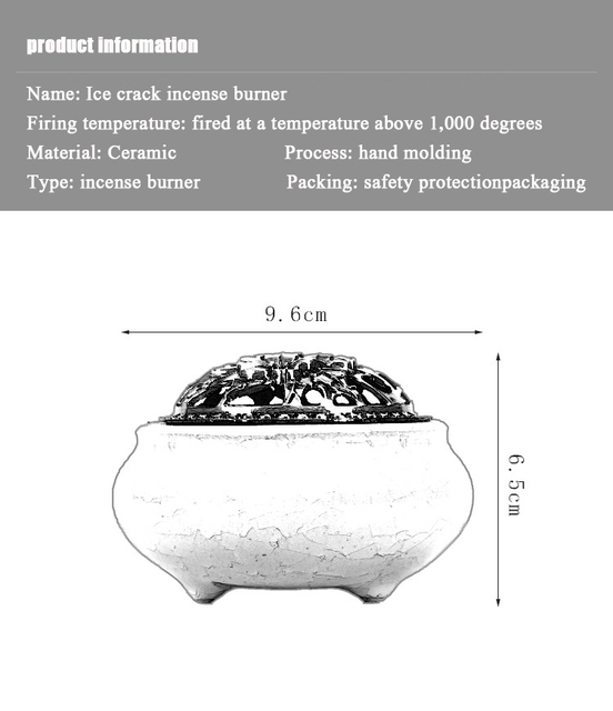 Ceramiczne kadzidło palnik Ice Cracking z miedzianą pokrywą i drzewem sandałowym - Wianko - 2
