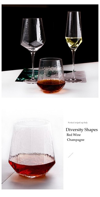 Kryształowa lampka do wina w kształcie młotka o wzorze diamentowym - czerwień, styl skandynawski - Wianko - 9