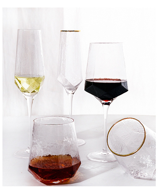 Kryształowa lampka do wina w kształcie młotka o wzorze diamentowym - czerwień, styl skandynawski - Wianko - 12
