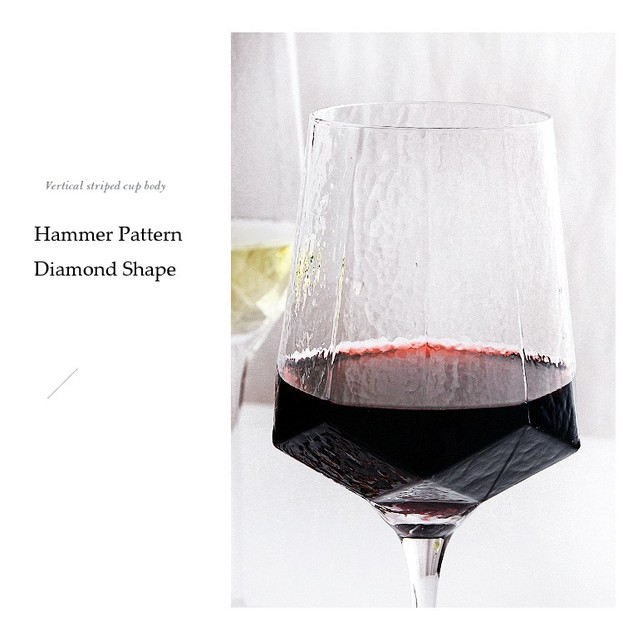 Kryształowa lampka do wina w kształcie młotka o wzorze diamentowym - czerwień, styl skandynawski - Wianko - 11