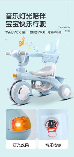 Trójkołowy wózek spacerowy dziecięcy dla dzieci 1-3 lat z pedałami - Wianko - 14
