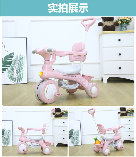 Trójkołowy wózek spacerowy dziecięcy dla dzieci 1-3 lat z pedałami - Wianko - 17