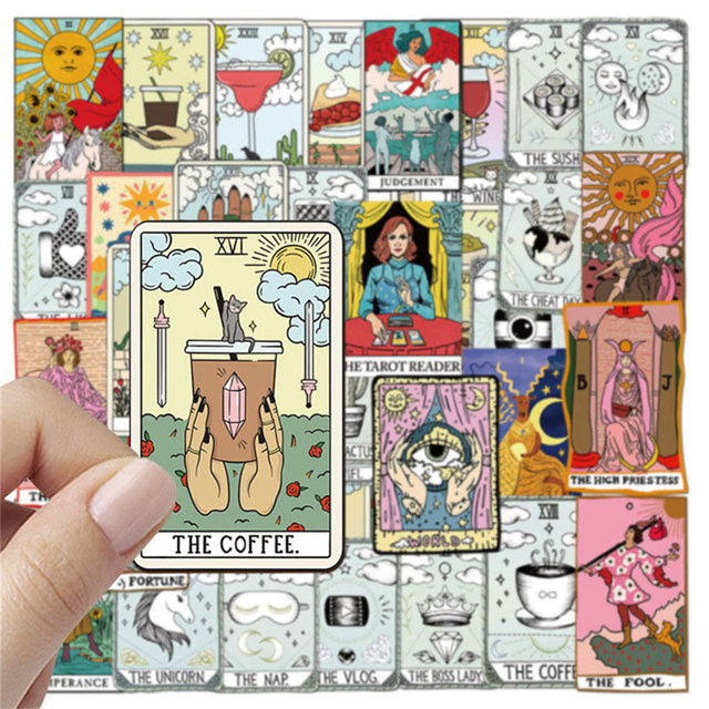 Naklejki Tarot - osobowość laptopa, gitara, deskorolka, kubek - wodoodporne, zestaw 10/30/50 sztuk - Wianko - 3