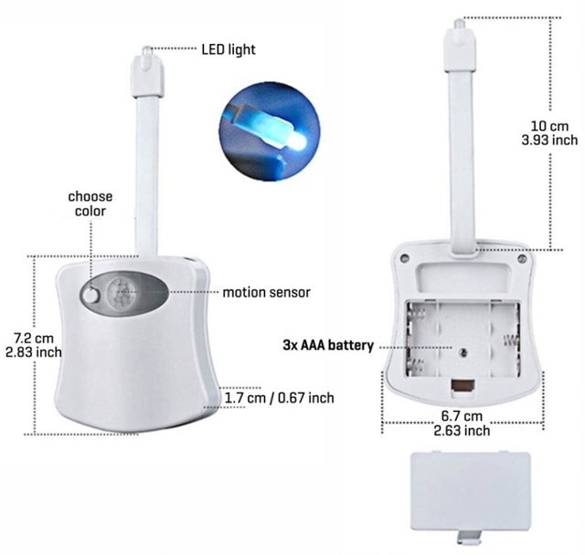 Inteligentna lampka nocna LED z czujnikiem ruchu do toalety, wodoodporna - Wianko - 2