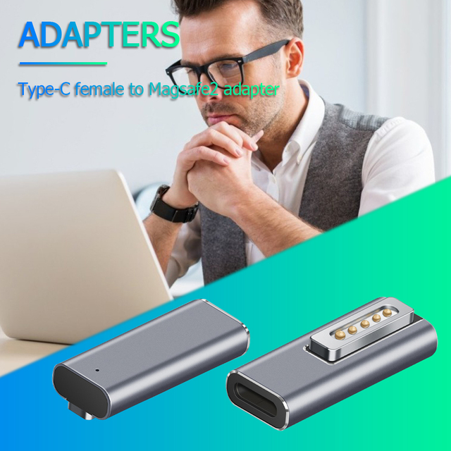 Adapter magnetyczny USB C typ C do Magsafe 2 złącza PD - szybkie ładowanie do MacBook Air/Pro z lampką kontrolną - Wianko - 6