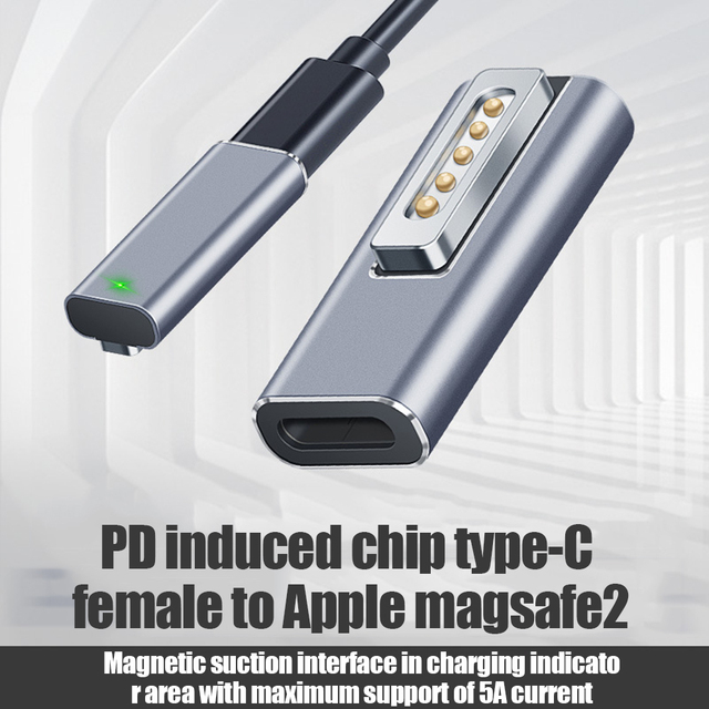 Adapter magnetyczny USB C typ C do Magsafe 2 złącza PD - szybkie ładowanie do MacBook Air/Pro z lampką kontrolną - Wianko - 13