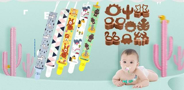Gryzak dla dziecka DIY z personalizowaną nazwą, wykonany ręcznie z silikonu, ząbkowanie, naszyjnik smoczkowy z klipsem, napis dziecięcy - Wianko - 1