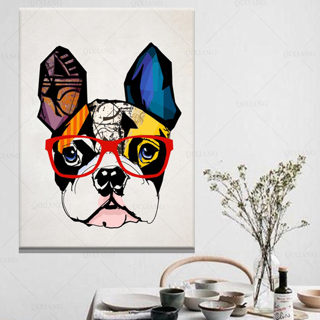 Plakat artystyczny - śmieszne, kolorowe, abstrakcyjne głowy psa do dekoracji domu - obraz na płótnie drukowany do salonu i sypialni - Wianko - 5