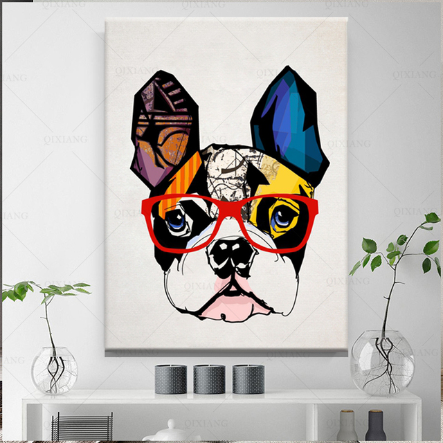 Plakat artystyczny - śmieszne, kolorowe, abstrakcyjne głowy psa do dekoracji domu - obraz na płótnie drukowany do salonu i sypialni - Wianko - 4
