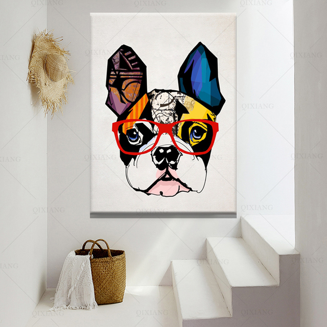 Plakat artystyczny - śmieszne, kolorowe, abstrakcyjne głowy psa do dekoracji domu - obraz na płótnie drukowany do salonu i sypialni - Wianko - 3