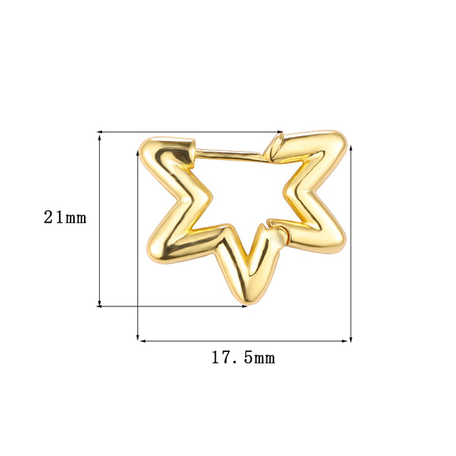 Kolczyki wiszące Hoop dla kobiet z mosiądzu cyrkoniowymi złotymi geometrycznymi gwiazdami - Prezent na Boże Narodzenie i urodziny - Wianko - 39
