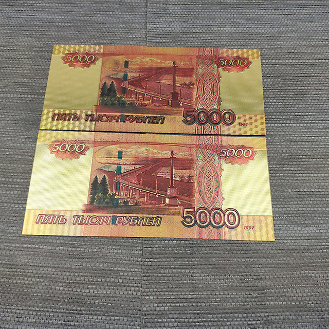 Replika 10 rosyjskich banknotów 5000 rubli - złoty kolor, pozłacane, kolekcjonerskie pamiątki do dekoracji wnętrz - Wianko - 3