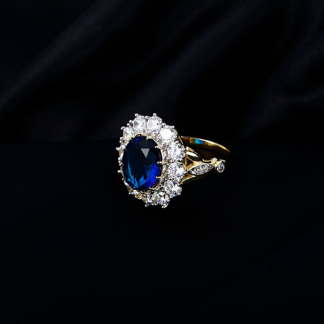 Pierścień złoty z dużym owalnym szafirem - romantyczny i ekskluzywny design (13x18MM kamienie) - Wianko - 4