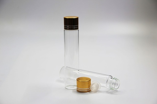 200 sztuk szklanych butelek o wymiarach 22x100 mm i pojemności 25 ml z przykręcanymi złotymi pokrywami - idealne na prezent ślubny, na przechowywanie przypraw i innych płynnych substancji - Wianko - 6