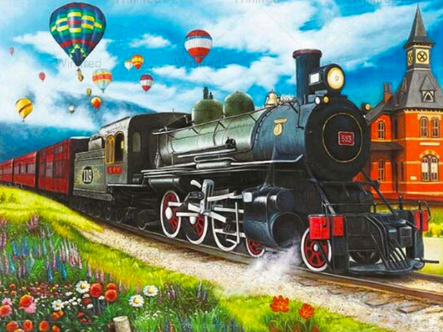 Diamentowy obraz 5D DIY pociąg wzdłuż kolei - piękna sceneria, pełny haft, rękodzieło dekoracyjne - Wianko - 13