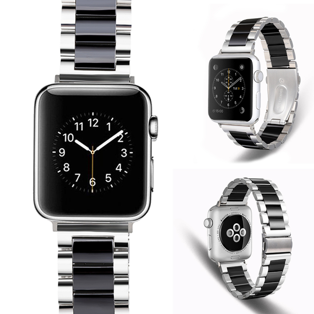 Pasek ceramiczny ze stali nierdzewnej do Apple Watch 40mm/38mm/44mm/42mm, nadaje się do serii iwatch 6 5/4/3/2/1 - Wianko - 2