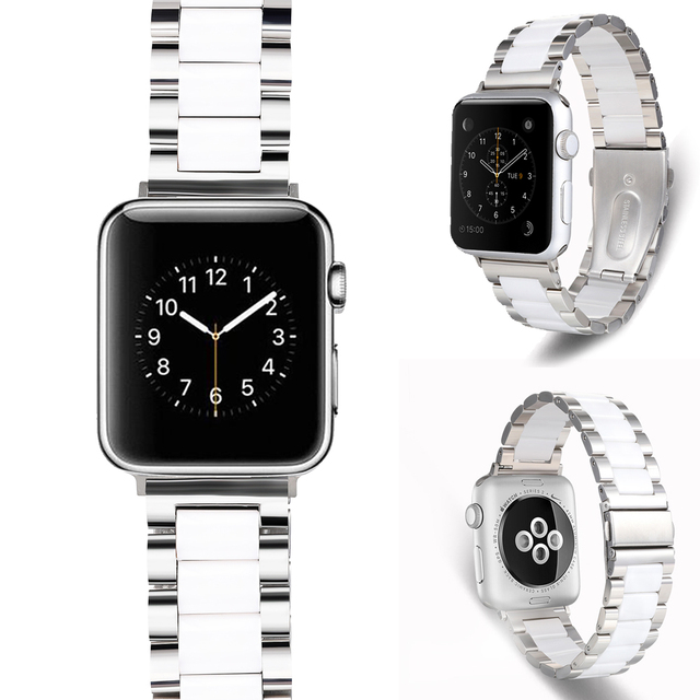 Pasek ceramiczny ze stali nierdzewnej do Apple Watch 40mm/38mm/44mm/42mm, nadaje się do serii iwatch 6 5/4/3/2/1 - Wianko - 3