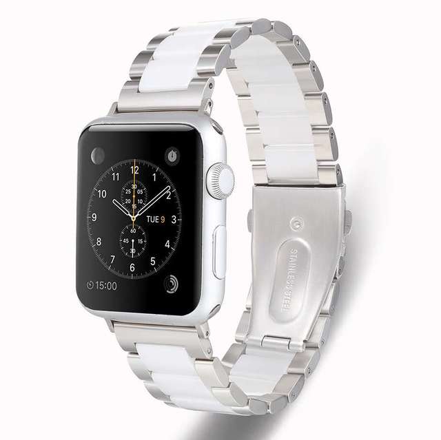 Pasek ceramiczny ze stali nierdzewnej do Apple Watch 40mm/38mm/44mm/42mm, nadaje się do serii iwatch 6 5/4/3/2/1 - Wianko - 5