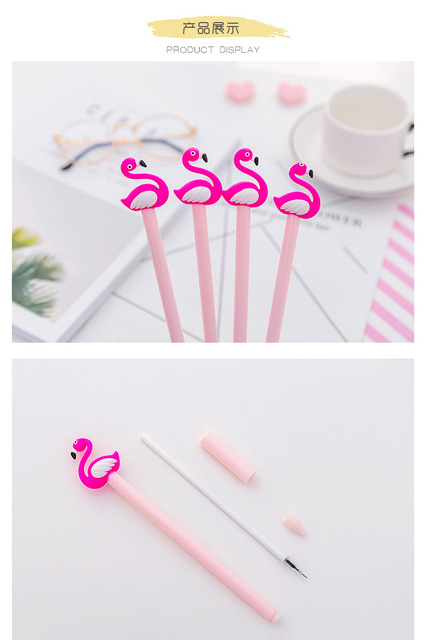 Kreatywny długopis żelowy - Flamingo, neutralny, mały łabędź, silikonowy, serce, młoda dziewczyna, uczeń - Wianko - 19