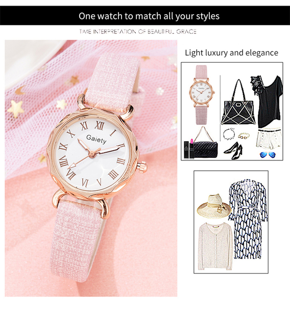 Gaiety 2021 - Zegarek damski ze skórzanym paskiem luksusowej marki Reloj, zestaw z bransoletką kwarcową - Wianko - 12