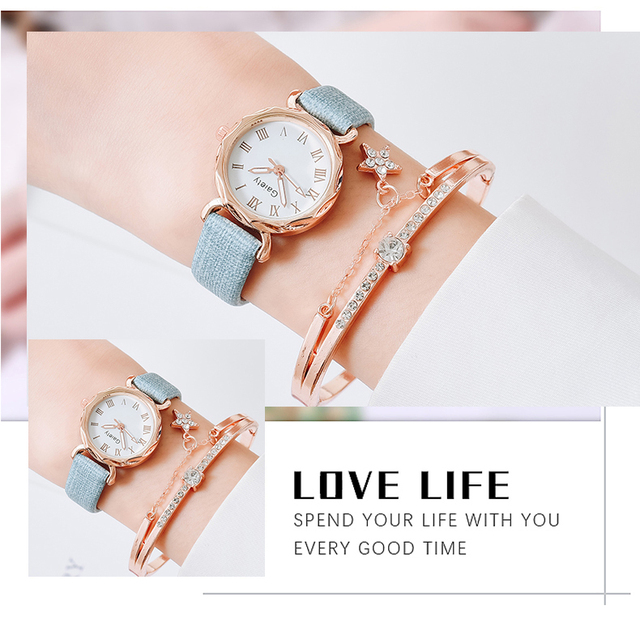 Gaiety 2021 - Zegarek damski ze skórzanym paskiem luksusowej marki Reloj, zestaw z bransoletką kwarcową - Wianko - 7