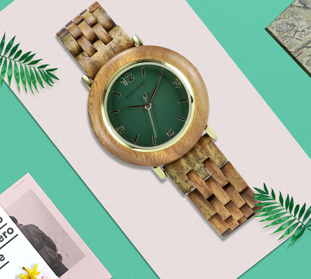Zegarek damski drewniany BOBO ptak kwarcowy luksusowy w pudełku z personalizacją - Wianko - 5