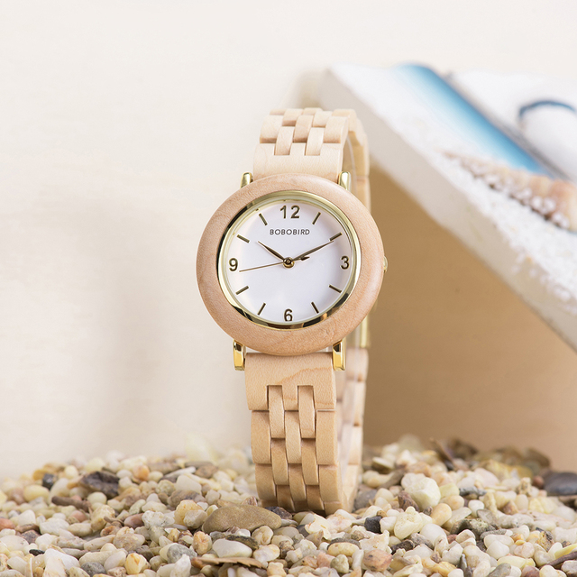 Zegarek damski drewniany BOBO ptak kwarcowy luksusowy w pudełku z personalizacją - Wianko - 13