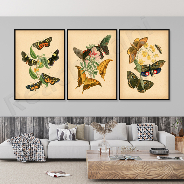 Plakat Vintage Papillon et Fleurs - wrażenie entomologiczne, sztuka ilustrująca owady i kwiaty - dekoracja roślinna - Wianko - 5