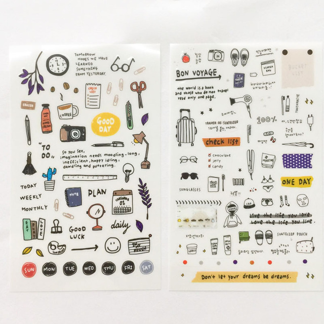 Dzienniczek podróżny w europejskim stylu z naklejkami papierowymi do scrapbookingu i etykietami - naklejki kawaii z piśmienniczym motywem DIY - Wianko - 8