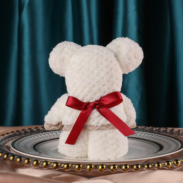 Niedźwiadek aksamitny ręcznik w małym rozmiarze - idealny prezent na urodziny i wesele - Wianko - 4